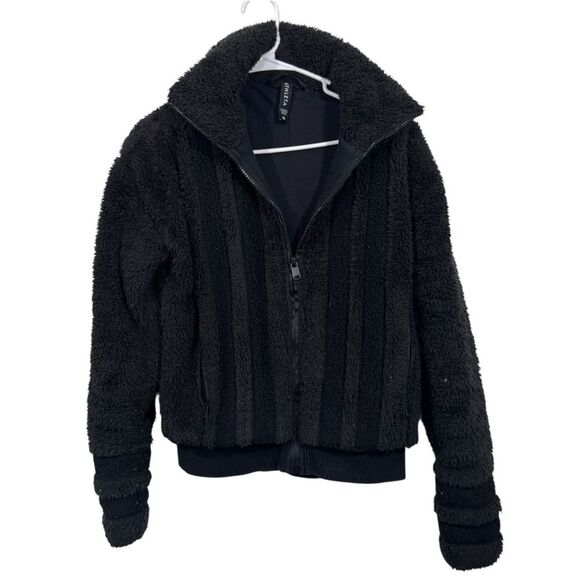 Athleta Willow Fleece Full Zip Black Bomber Jacket - Picture 1 of 4